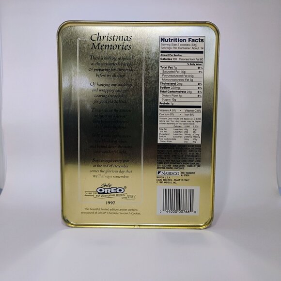 Vintage Oreo Cookie Tin Canister Santa Claus 100 Years Nabisco Goodness 1998 - Picture 5 of 8
